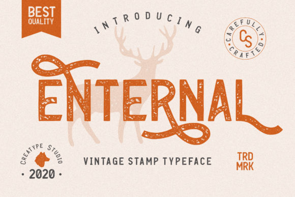 Enternal: A Vintage Stamp Font for Editorial Design